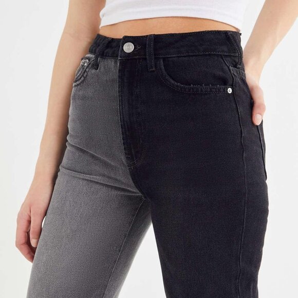 Urban Outfitters BDG Two Tone Black Gray High Rise Slim Straight Jeans 28 - Picture 7 of 8